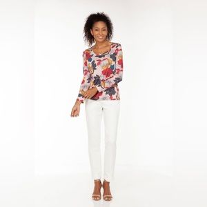 Anatomie Printed Women's Juliana Long Sleeve Top Pink Secret Garden Small NEW